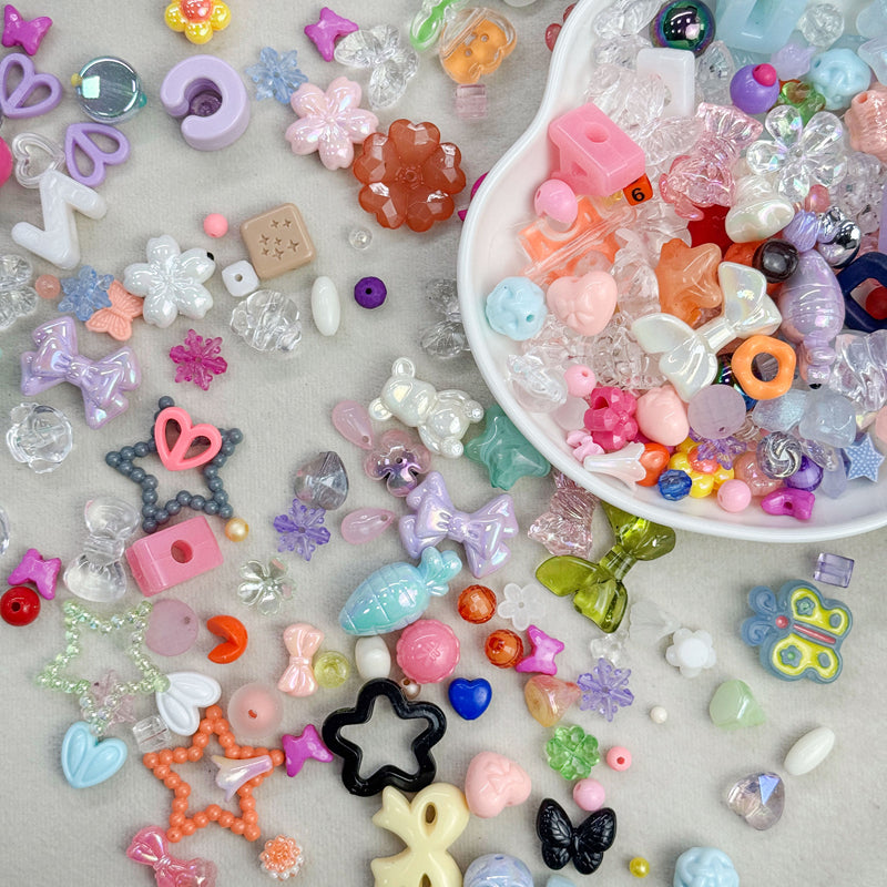 Mélange aléatoire de perles acryliques Assortiment avec trou droit