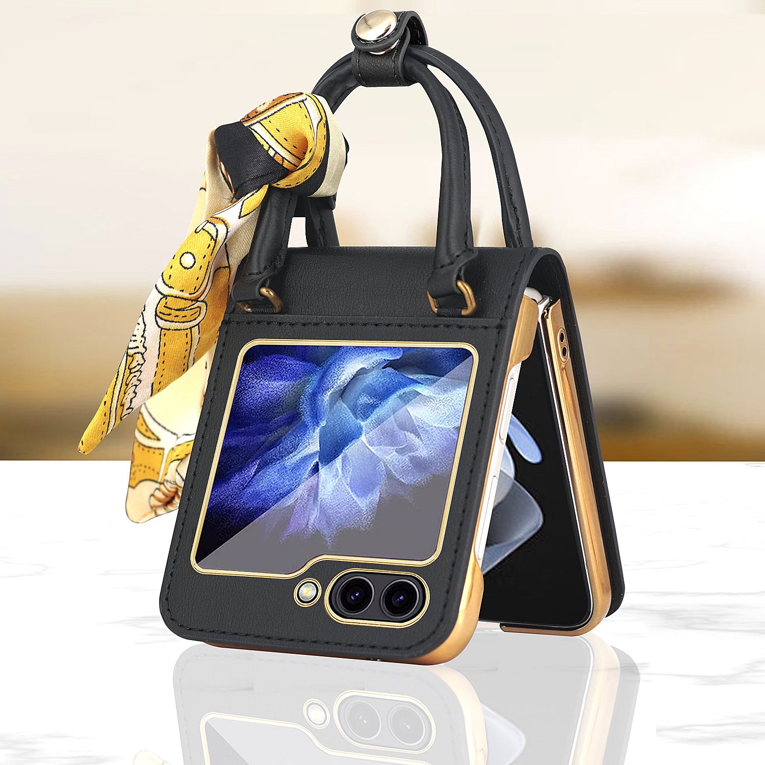 Sac à main électroplaqué Flip5 ornement ruban Une pièce Hinge housse de protection