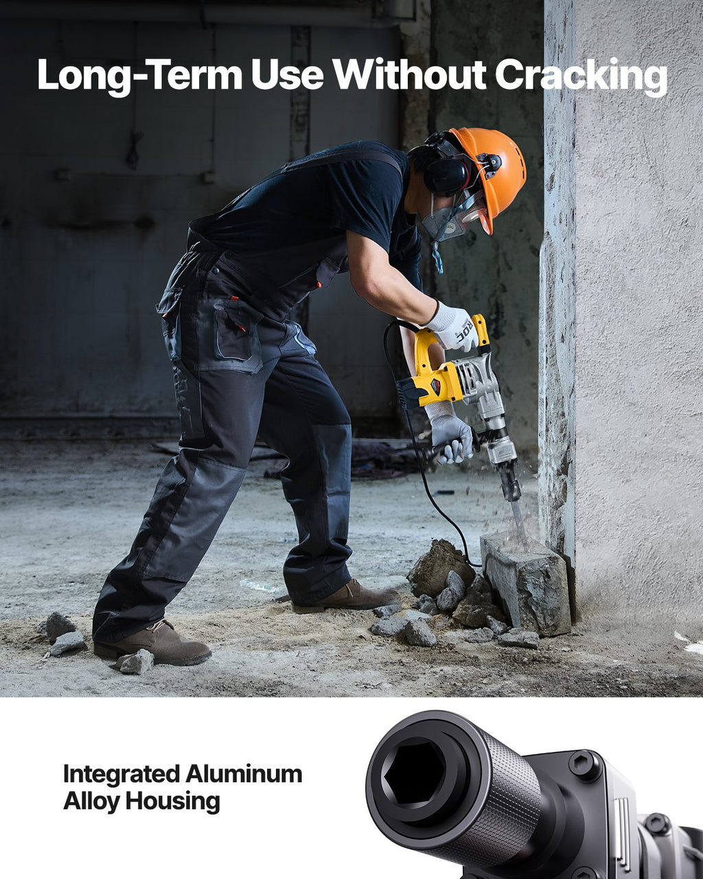 Démolition Jack Hammer Brise béton 1400W Hammer électrique 2 Ciseaux