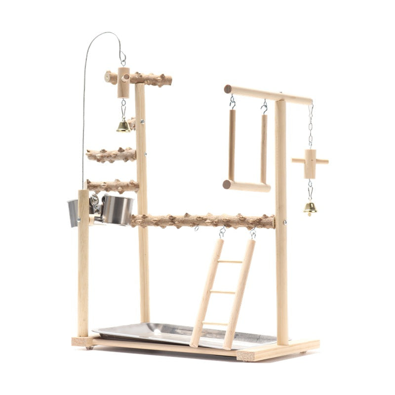 Aire de jeux pour oiseaux Plateforme interactive Stand Pole Solid Wood Frame