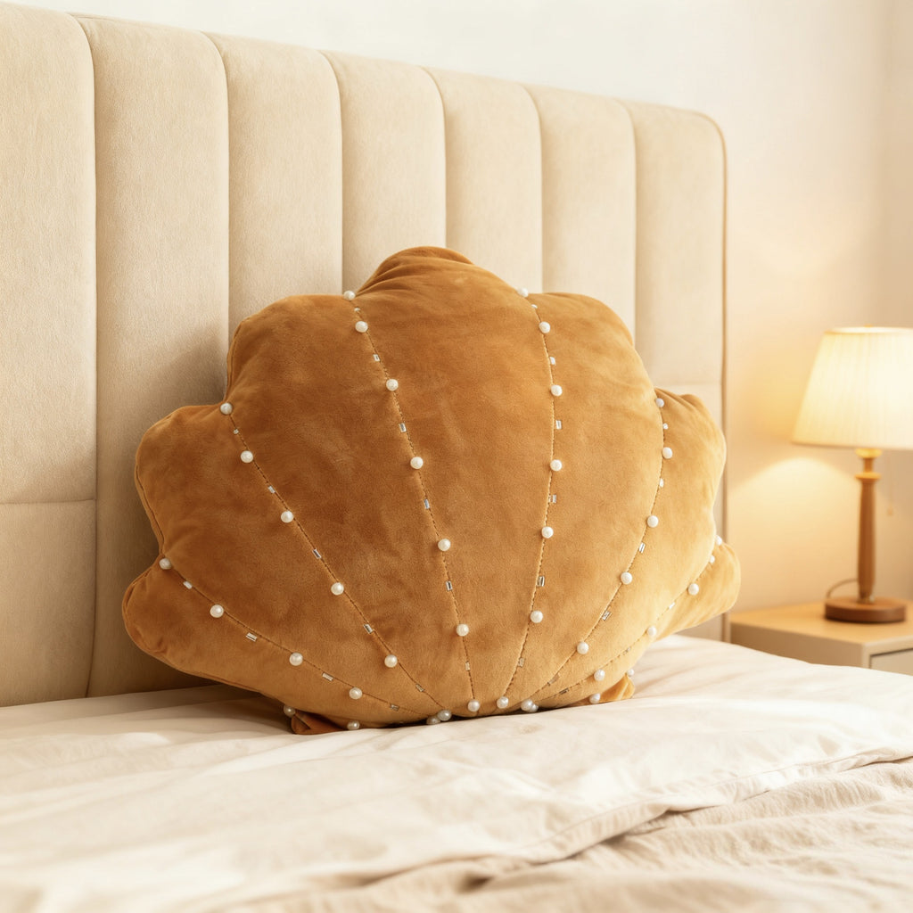 Perle Shell en forme d'oreiller en velours de lancer Coussin de nouveauté pour la chambre à coucher Canapé