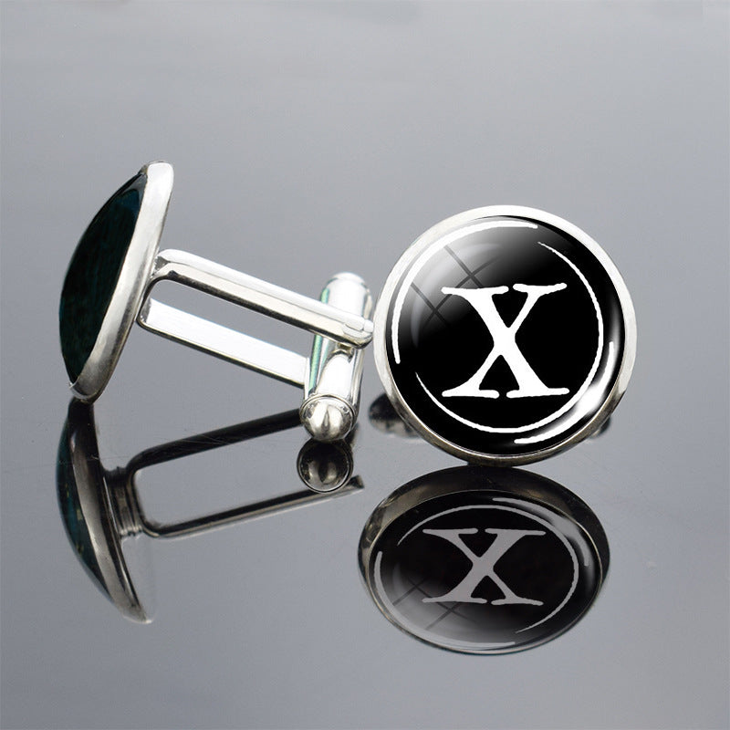 26 Lettre anglaise Cufflinks Metal Time Gem
