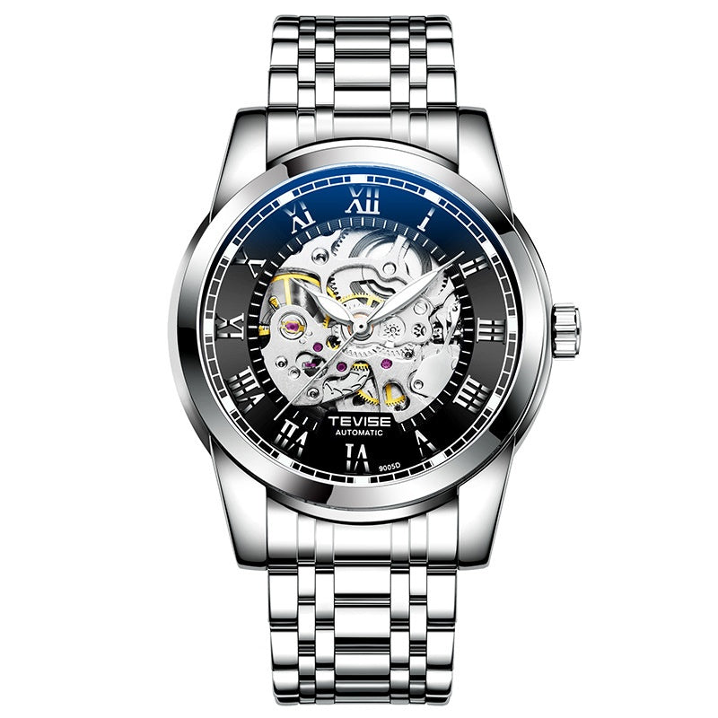 Homme imperméable Minimaliste automatique Stylish Hollow Montre mécanique lumineuse