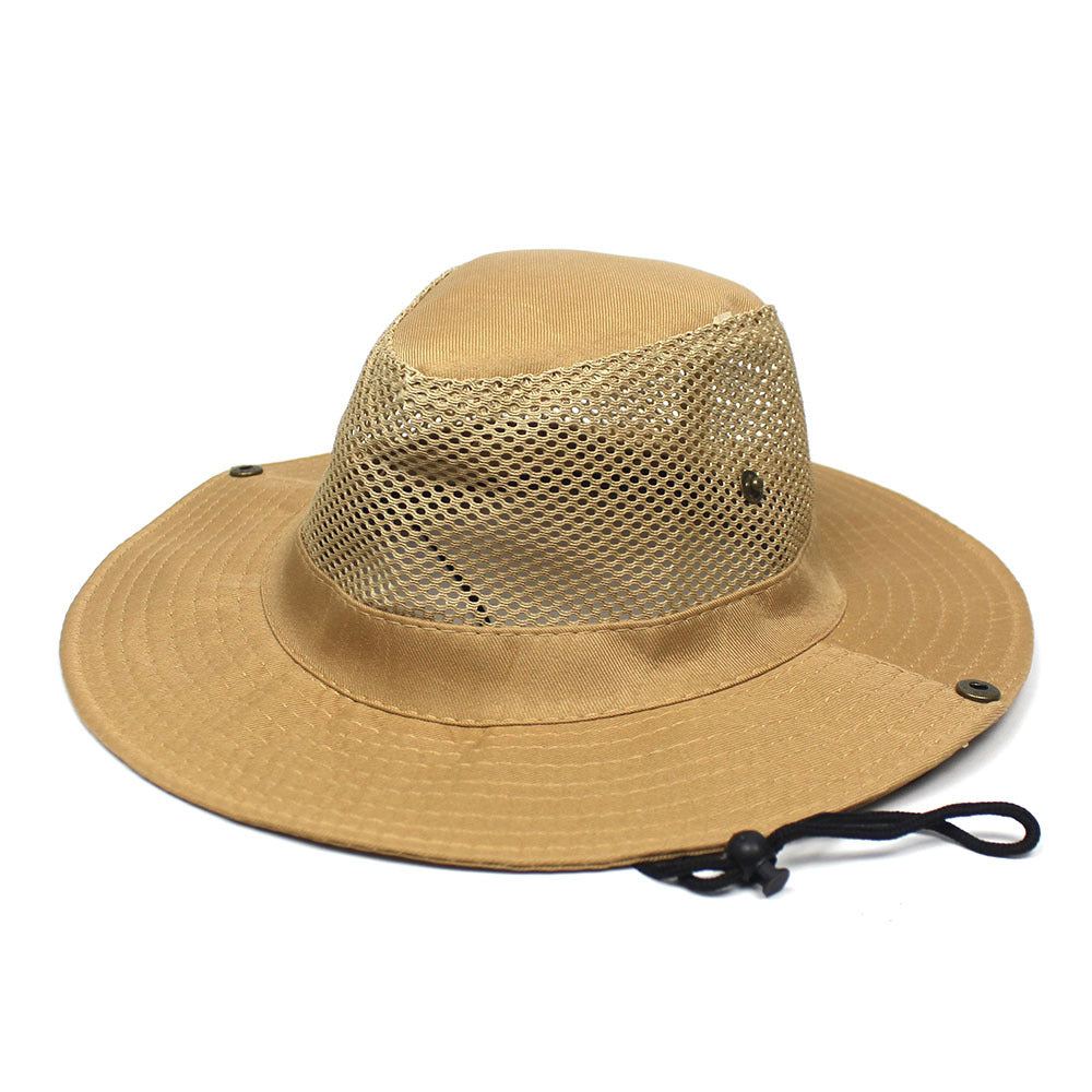 Patchwork Mesh Breathable Bucket Hat Pêche Cyclisme Windproof Protection solaire pliable