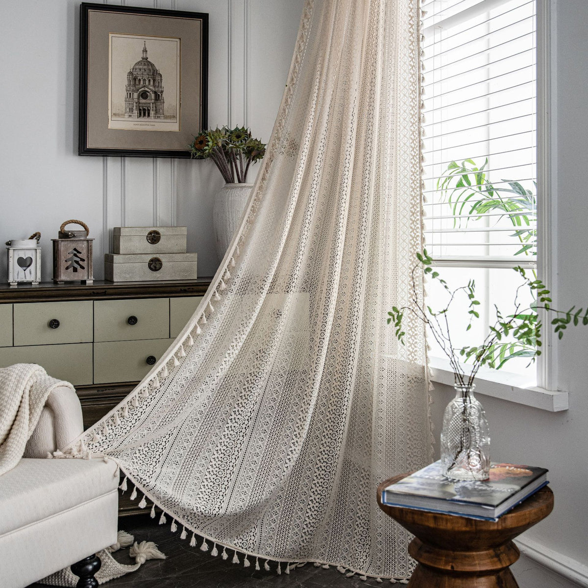 Translucide américain Pays Hollow Crochet Rideau