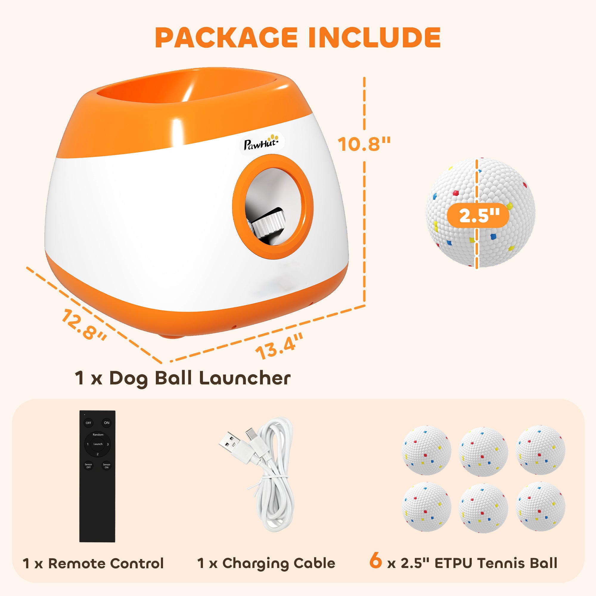 Lance-balles de chien automatique avec distance 26-80 FT