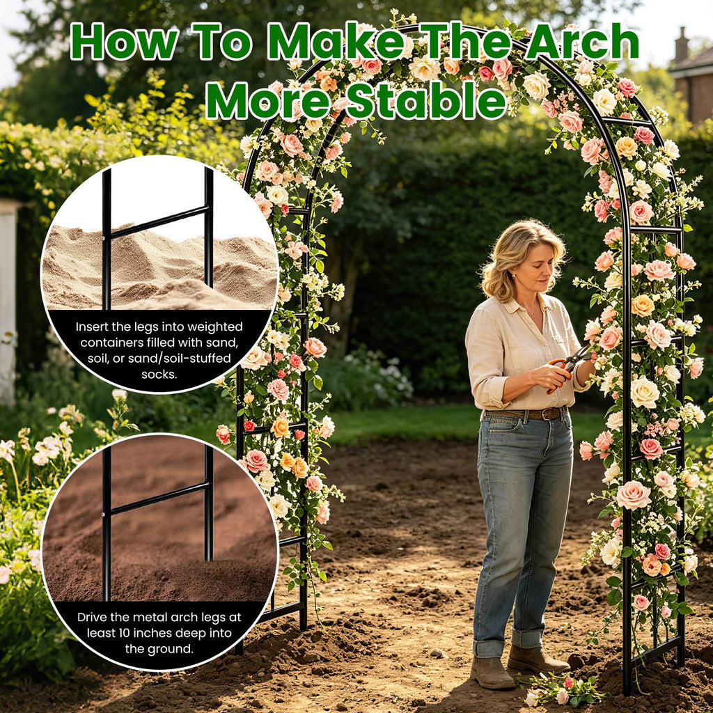 2Pcs ou 1Pcs Options 7.87Ft H X 4.59Ft W Arches de jardin en métal réglable Bricolage extérieur Trelli