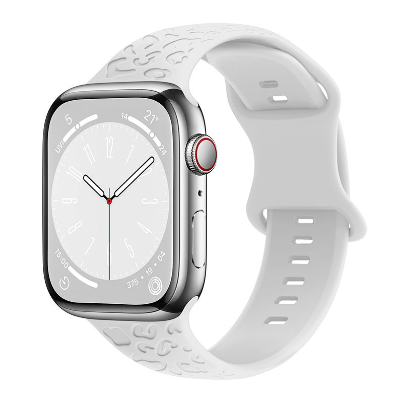 Applicable à Iwatch1-9 Generationultra3 Solid Color Leopard 8 mots Bracelet en silicone Buckle
