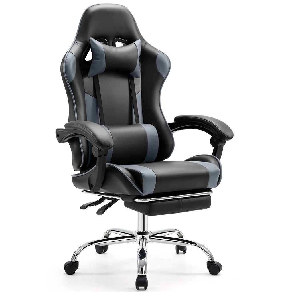 Chaise de bureau de jeu vidéo - Ergonomic Computer avec repose-pieds et lombaire confortable