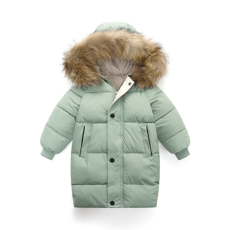 Grand collier de fourrure mi-longueur moyen et grand vêtements pour enfants épais en manteau d'hiver