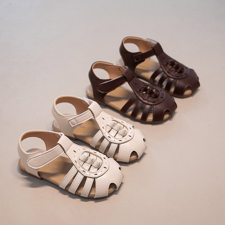 Ins Baotou Woven Roman Sandales Summer Korean Version Filles Hollow Princess Shoes Beach Wit