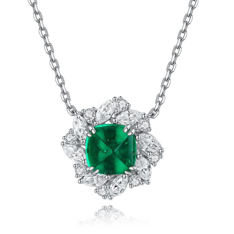 S925 Argent 5.6g Lab-Created Ruby Sapphire Collier émeraude