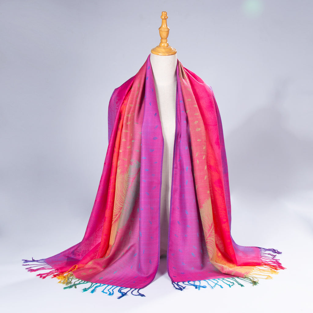 Écharpe de cou coloré à la plume, style ethnique Automne-hiver