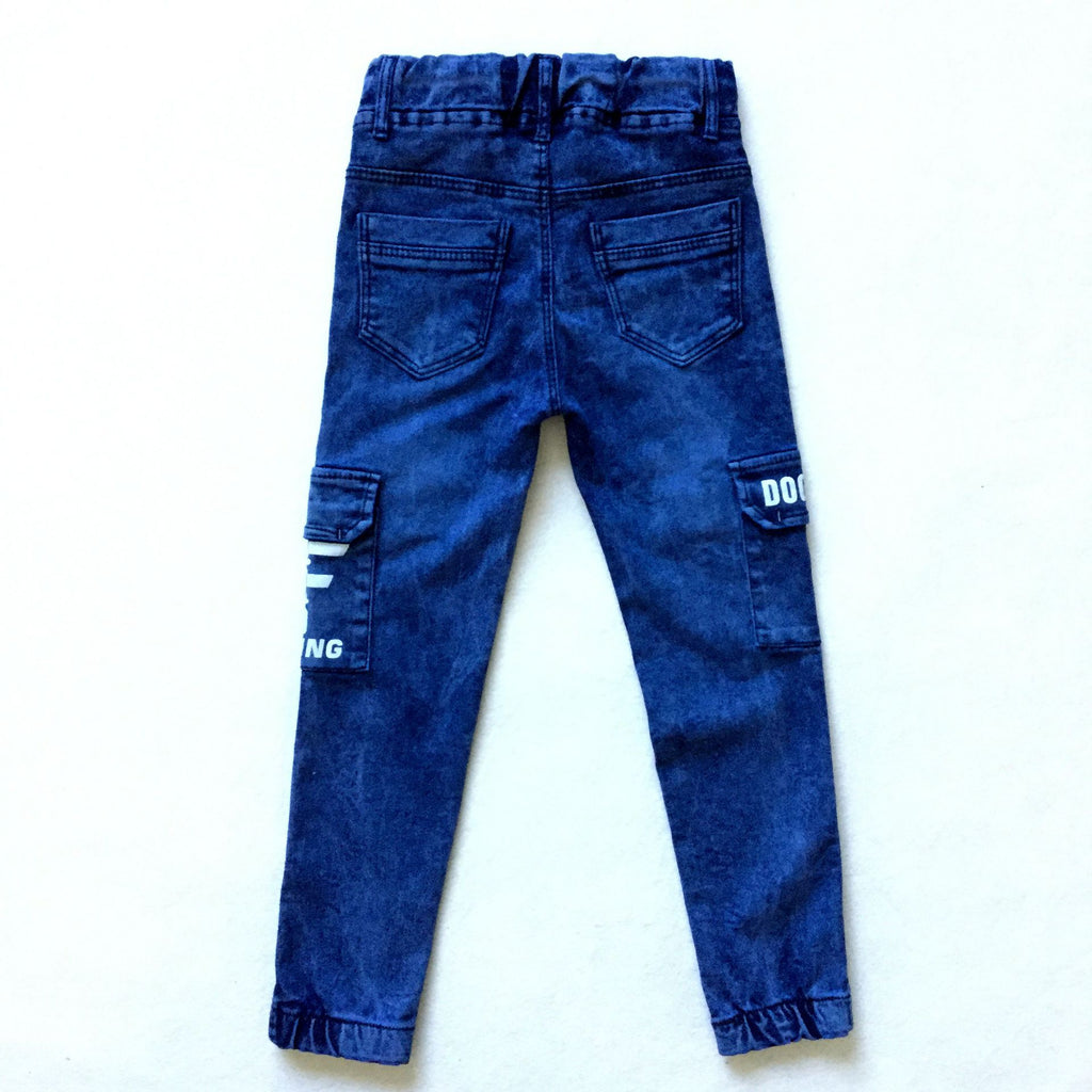 Jeans Cargo Multi-Pocket Imprimés Monogrammes Garçons