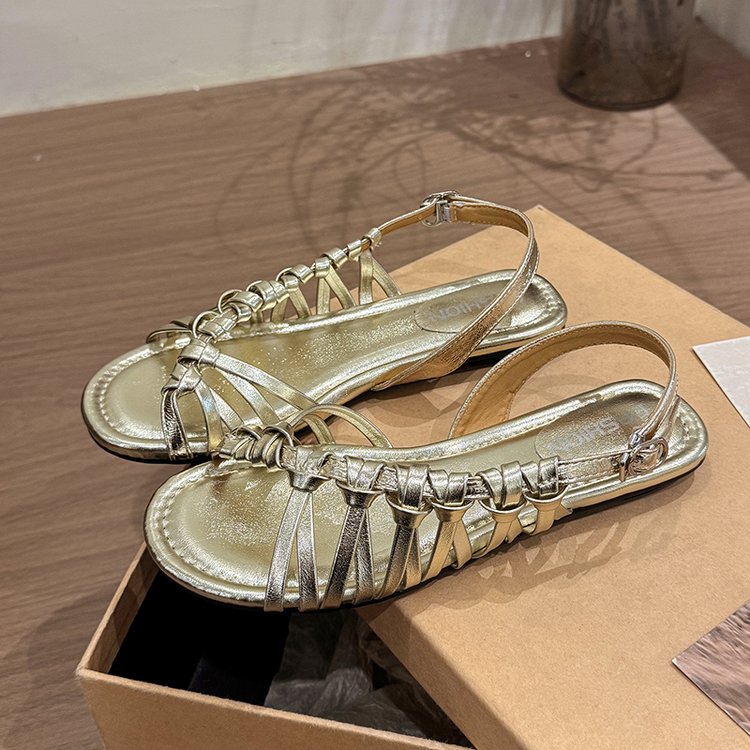Élégant retro d'été Woven Sandales creuses
