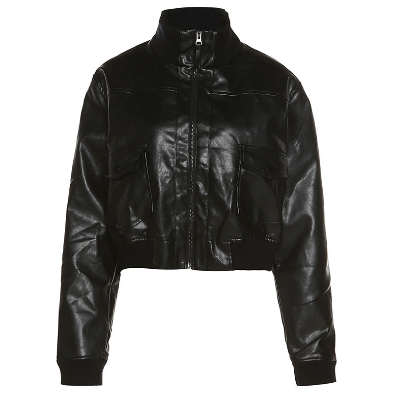 Loose Street Style Stand Up Collar Veste à manches longues