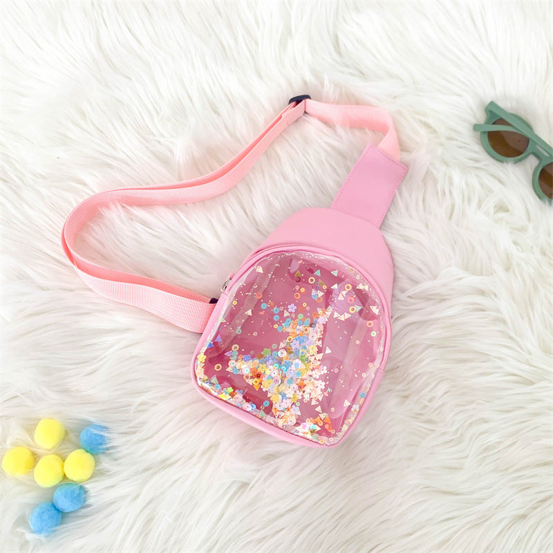 Solid Color PU cuir de poitrine pour enfants Quicksand léger tendance pour les enfants