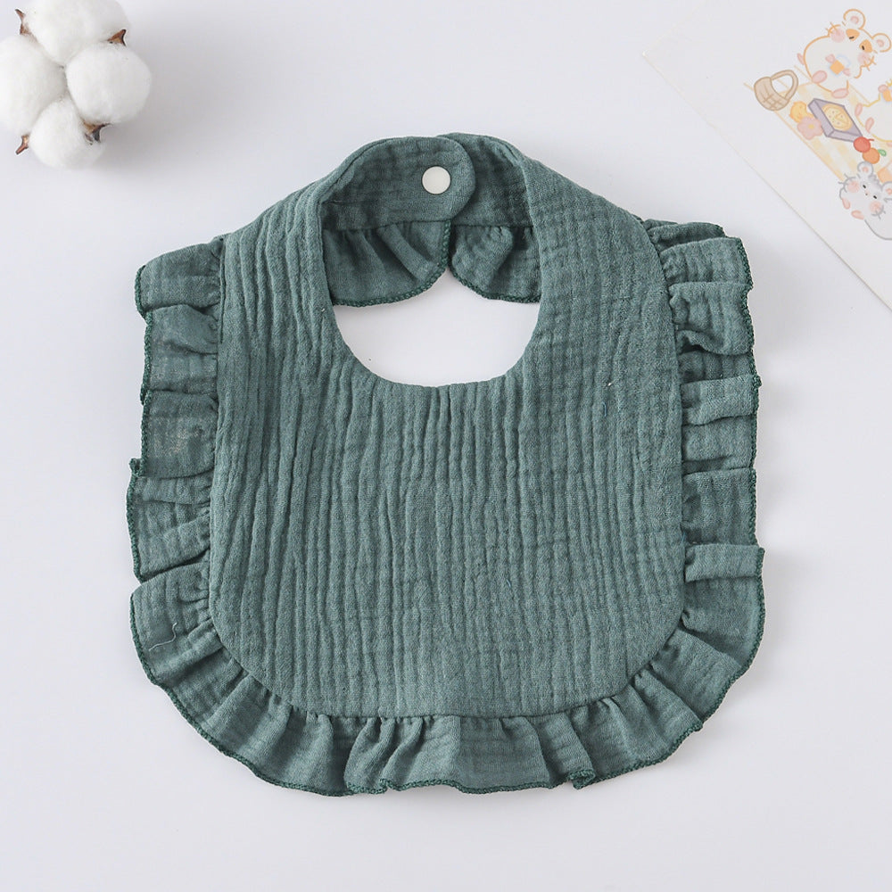 Bébé Bib Rufflé coton imprimé Gauze Dentelle Bib