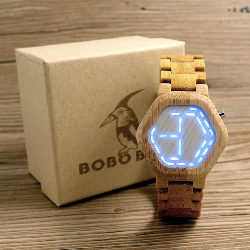 Montre analogique classique Quartz en bois