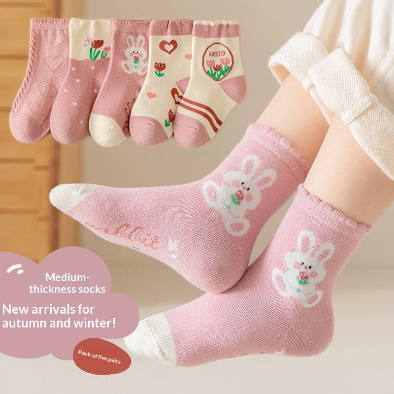 Chaussettes en coton sans os respirant mi-calf