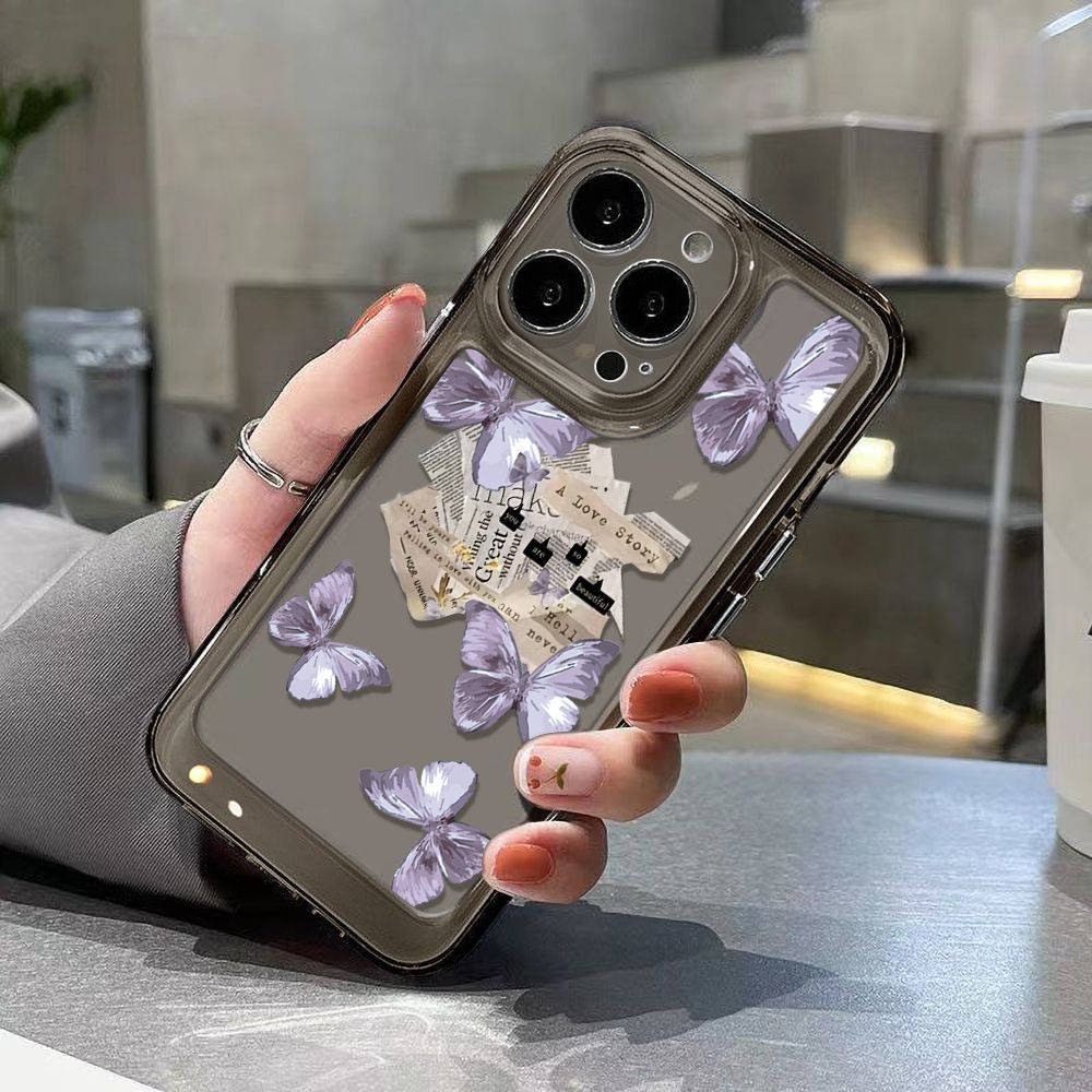 Ins Style Purple Butterfly boîtier de téléphone en silicone