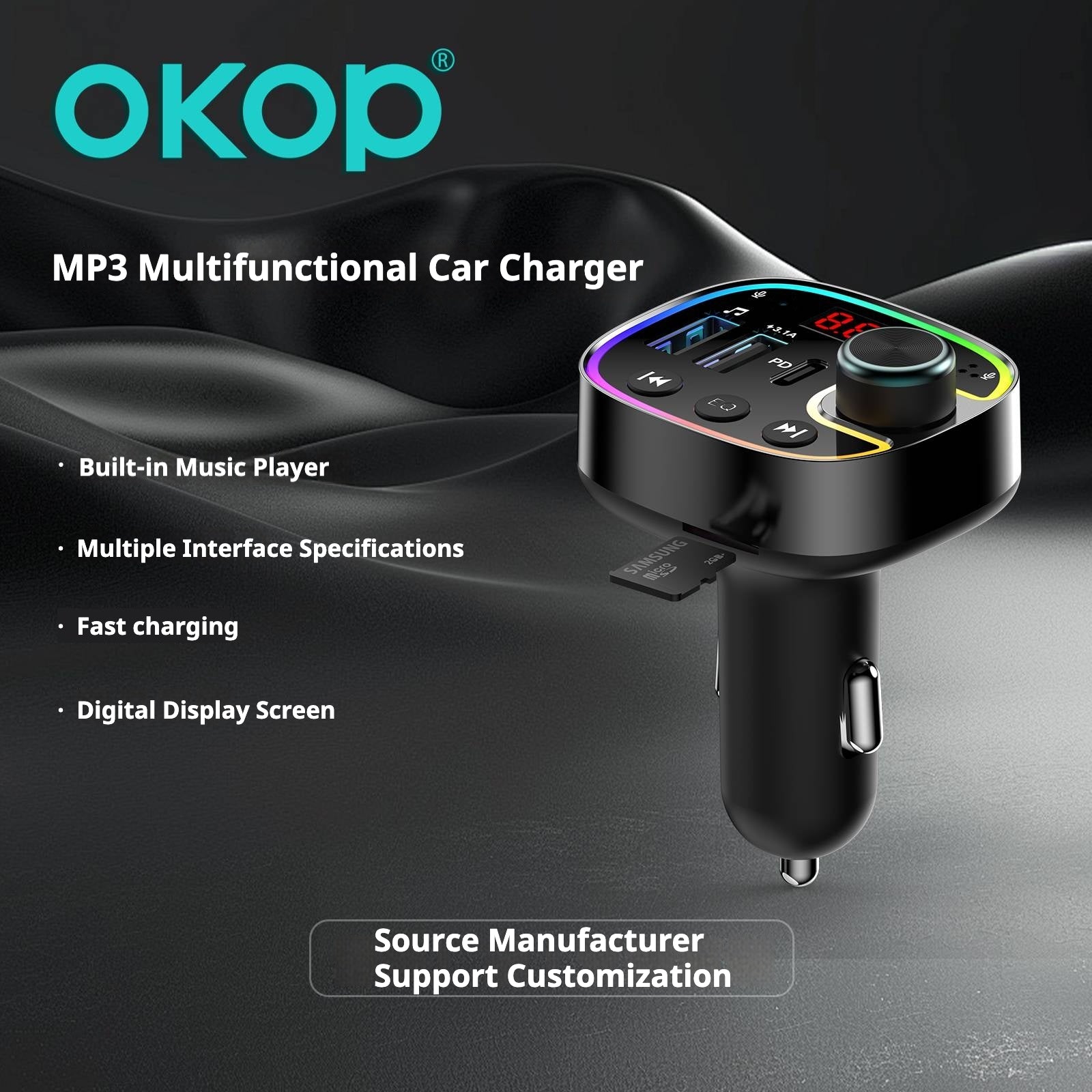 KP-C100 Super-Fast Car Chargeurs MP3 Lecteurs USB multi-ports Type-C En stock