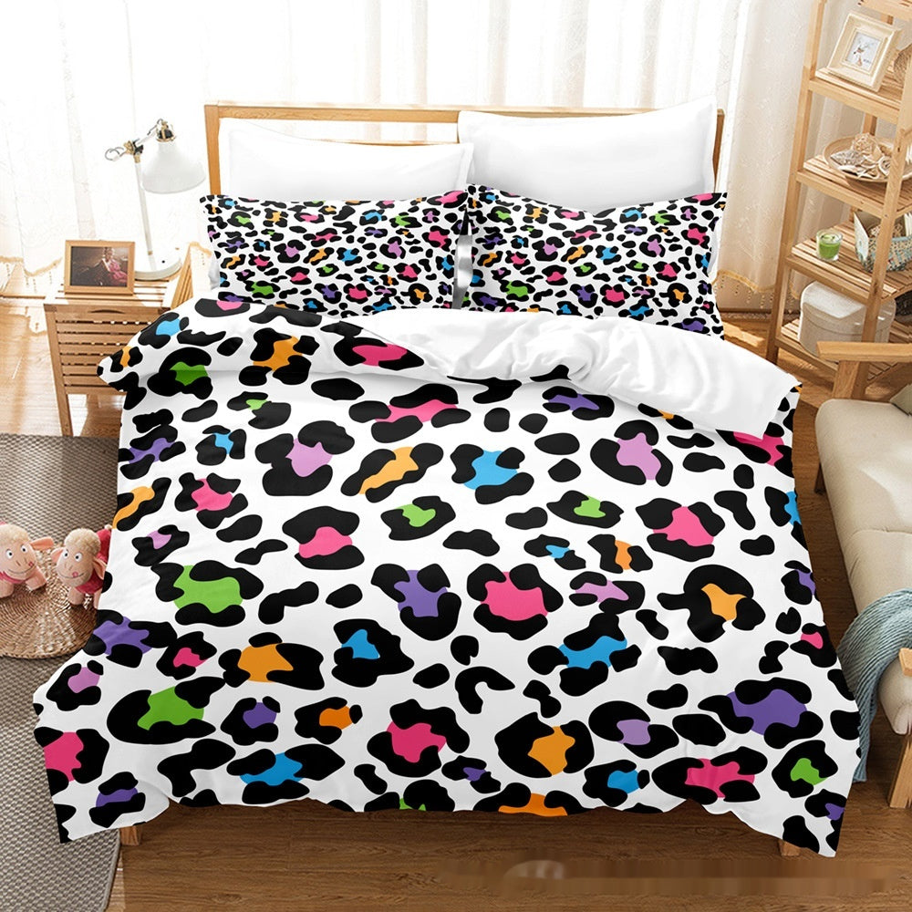 Imprimé Maison Textile Four animal Couverture de couettes en grain Étui Ensemble de trois pièces