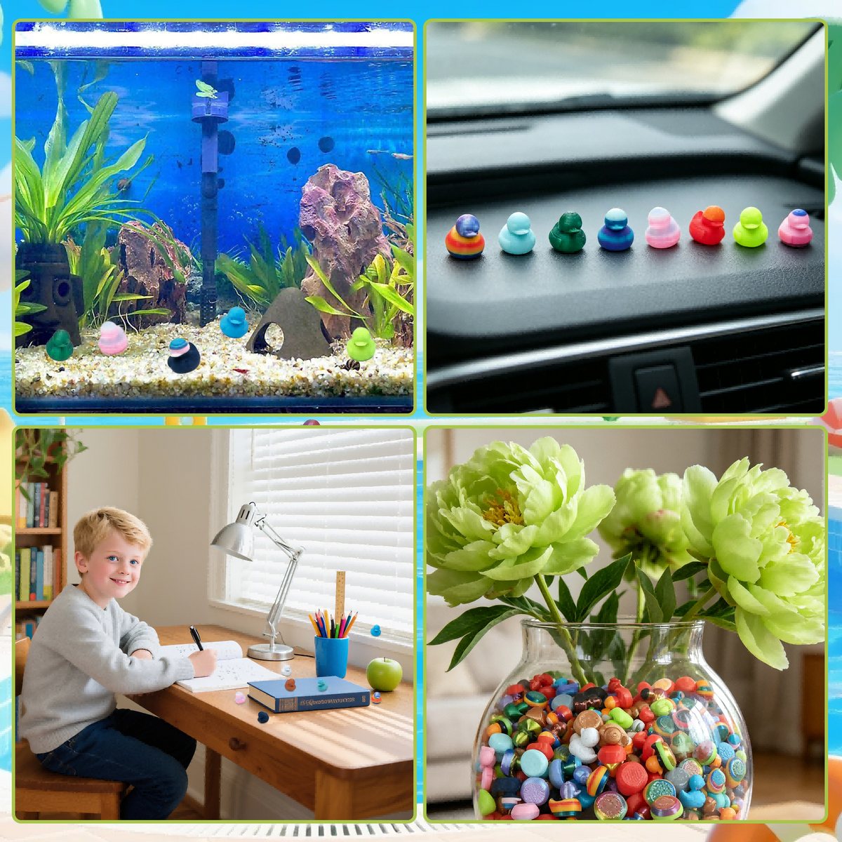 100PCS Mini pièces décoratives canard Couleurs assorties pour l'artisanat et les affichages