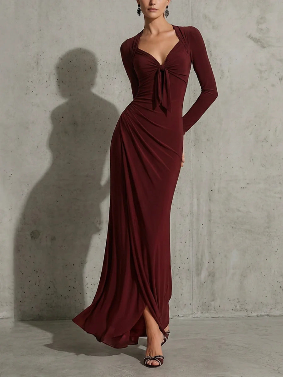 Robe Maxi en col V pour femmes