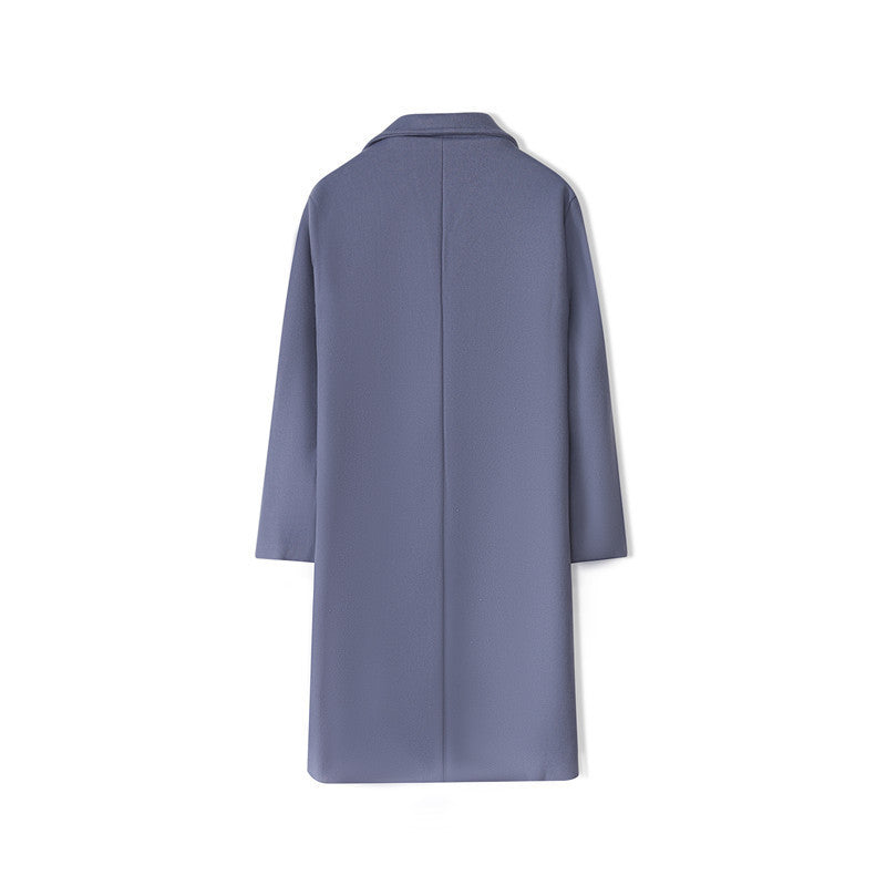 Mens Mi-longueur Loose-fit Solid-colore Trench Coat