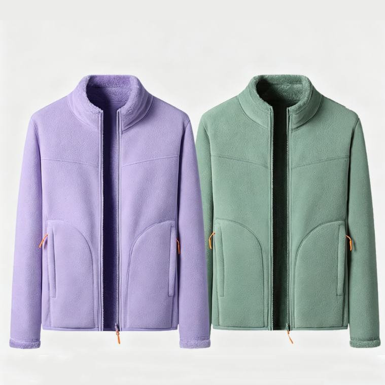 Veste polaire à deux faces en velours de corail à deux faces en polaire de style cachemire