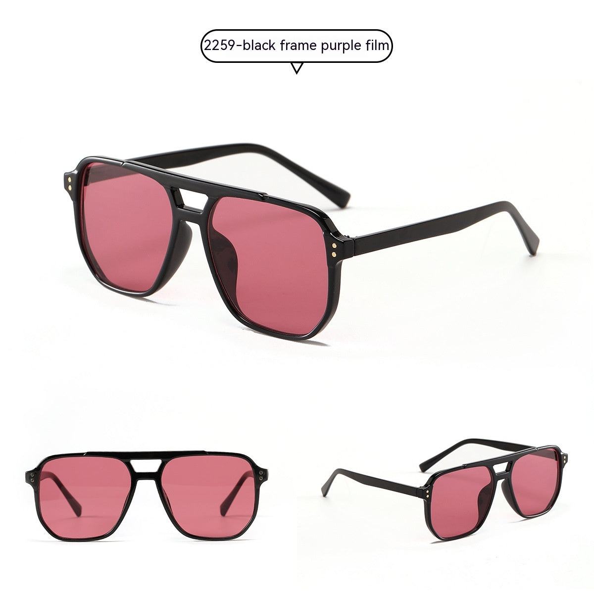 Lunettes de soleil carrées à double faisceau de mode pour femmes