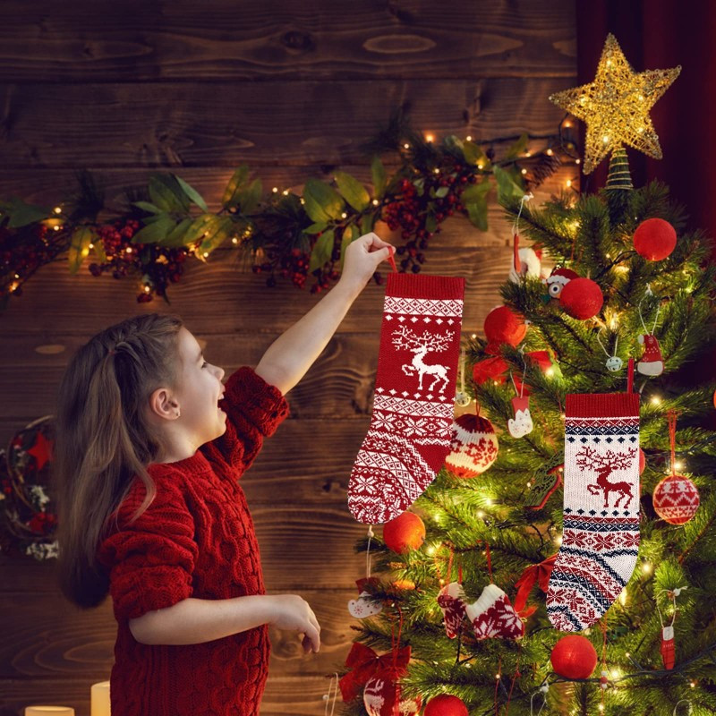 Classic Christmas Bas Brodé Polyester Décoration suspendue
