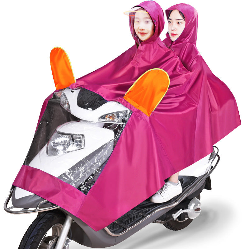 Double vélo électrique imperméable moto Poncho Double Big Brim Bike