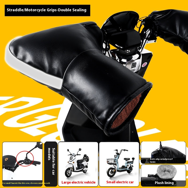 Poignée de moto électrique Poignée de pare-brise thermique d'hiver imperméable Gants doublés de polaire H