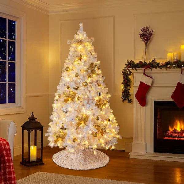 7.5 FT Arbre de Noël artificiel avec bricolage 400 lumières LED blanches chaudes