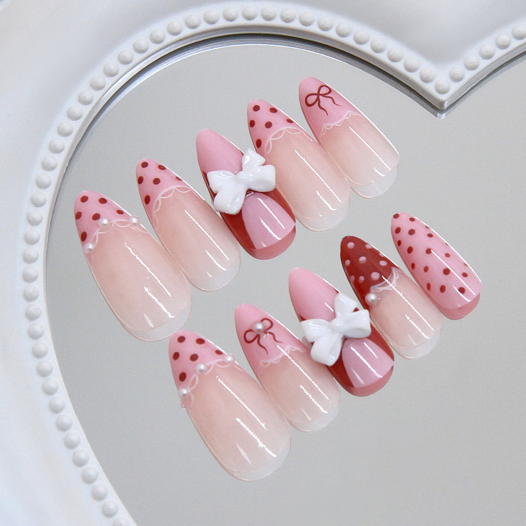 Conseils d'ongle amovible à la mode avec dentelle et Bow 24 pièces
