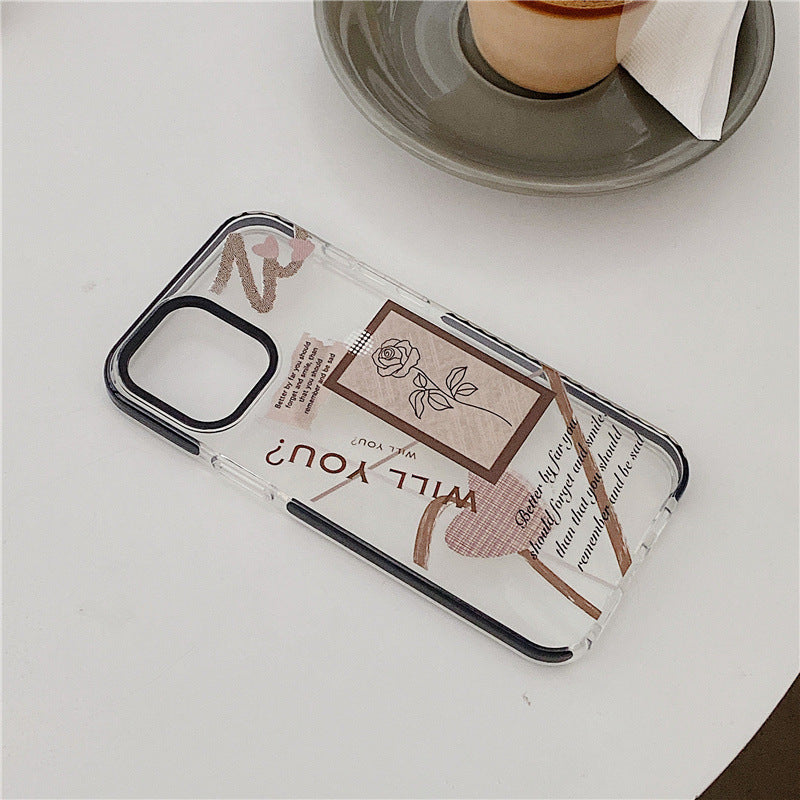 Boitier de téléphone en plastique transparent de Rose Vent Frosty