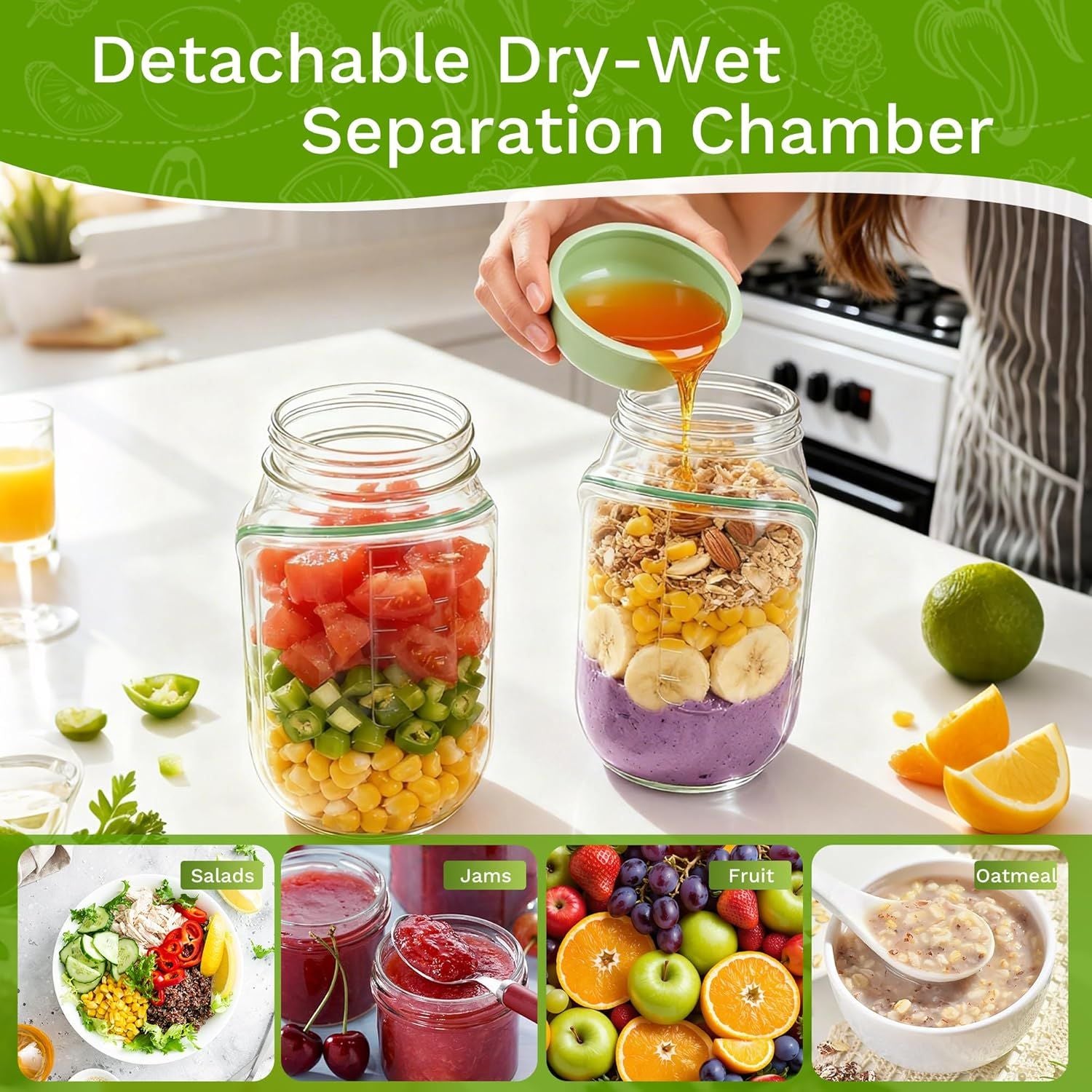 Conteneur de salade avec ouverture latérale