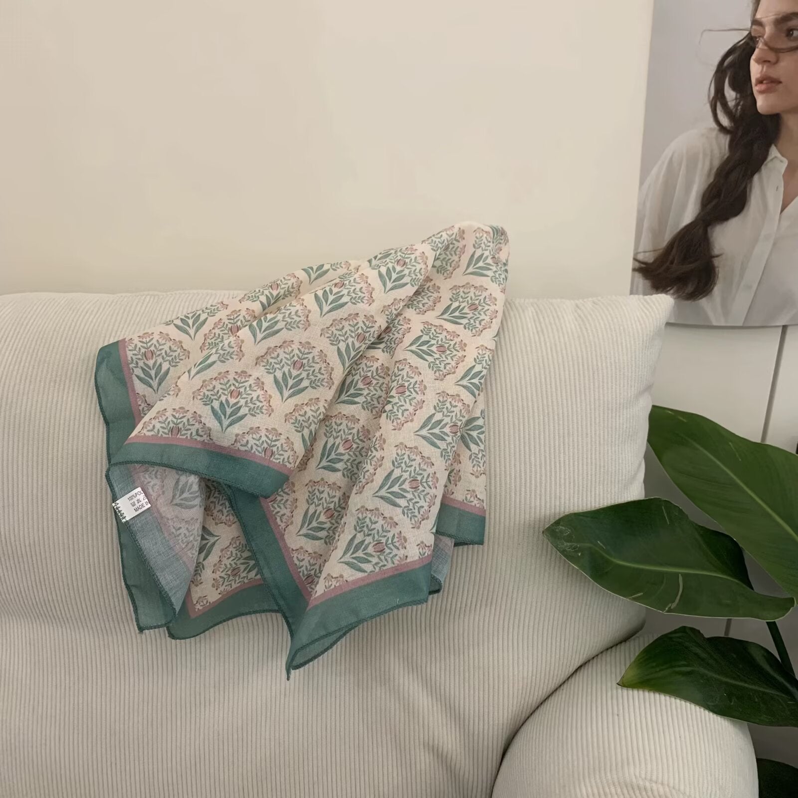 Écharpe carrée en coton et en coton de style coréen pour femmes