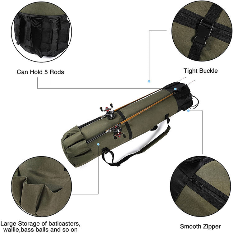 Cylinder Outdoor Fishing Bag Multifonctional Fishing Rod Bag Sea Rod Fishing Gear Storage