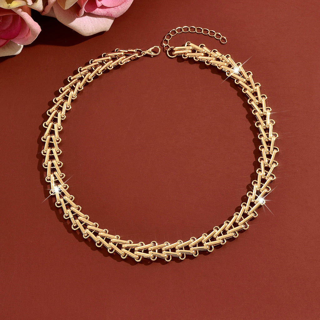 Collier et bracelet en métal tissé à double face