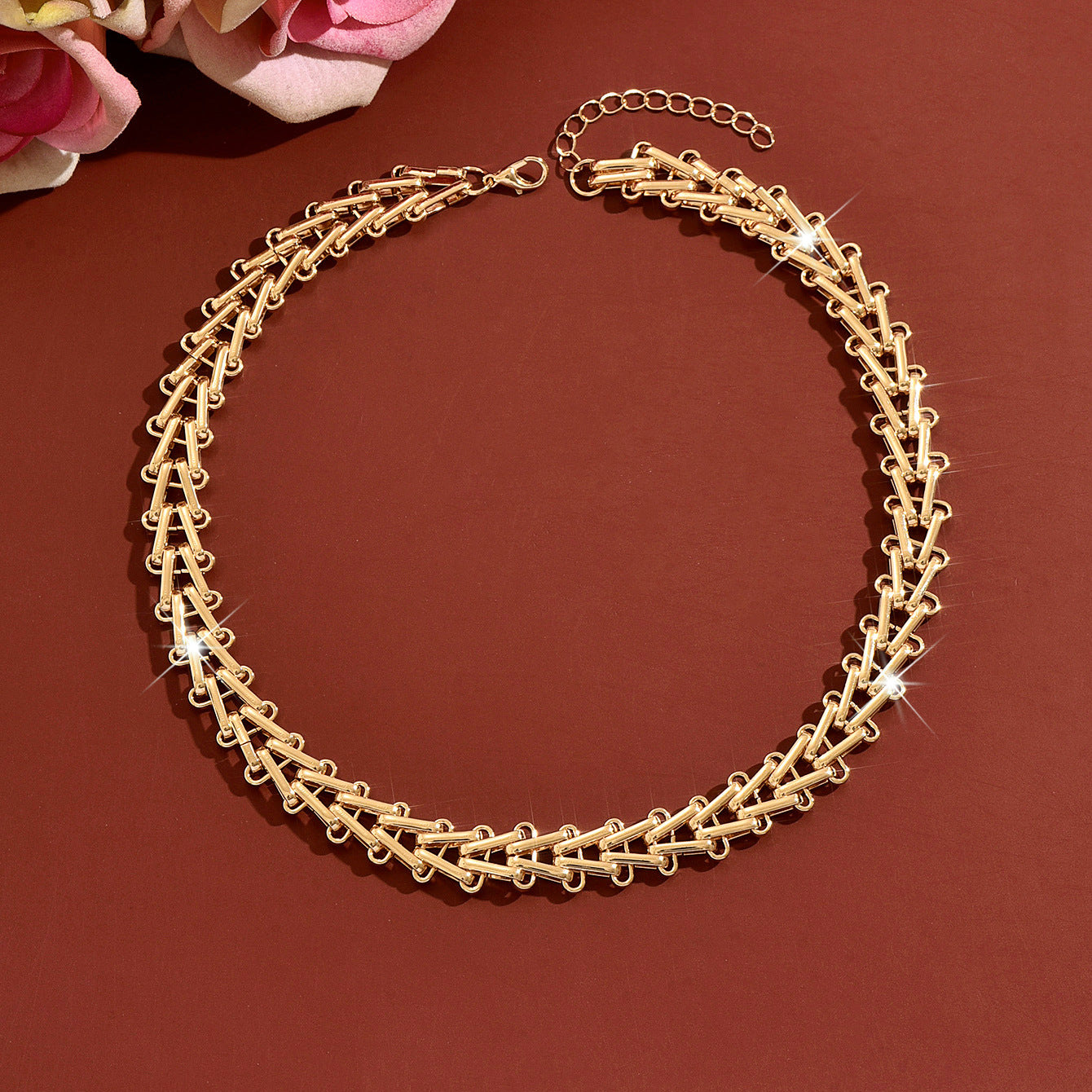 Collier et bracelet en métal tissé à double face