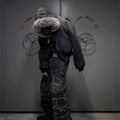 Collier de fourrure Toile lavée Split Mountain Carving Veste