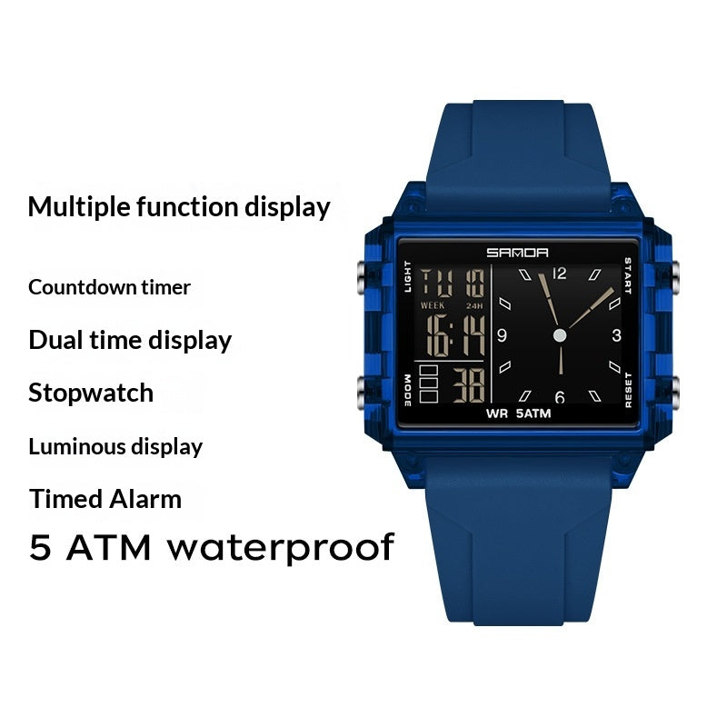 Montres de sport carrées avec écran électronique étanche