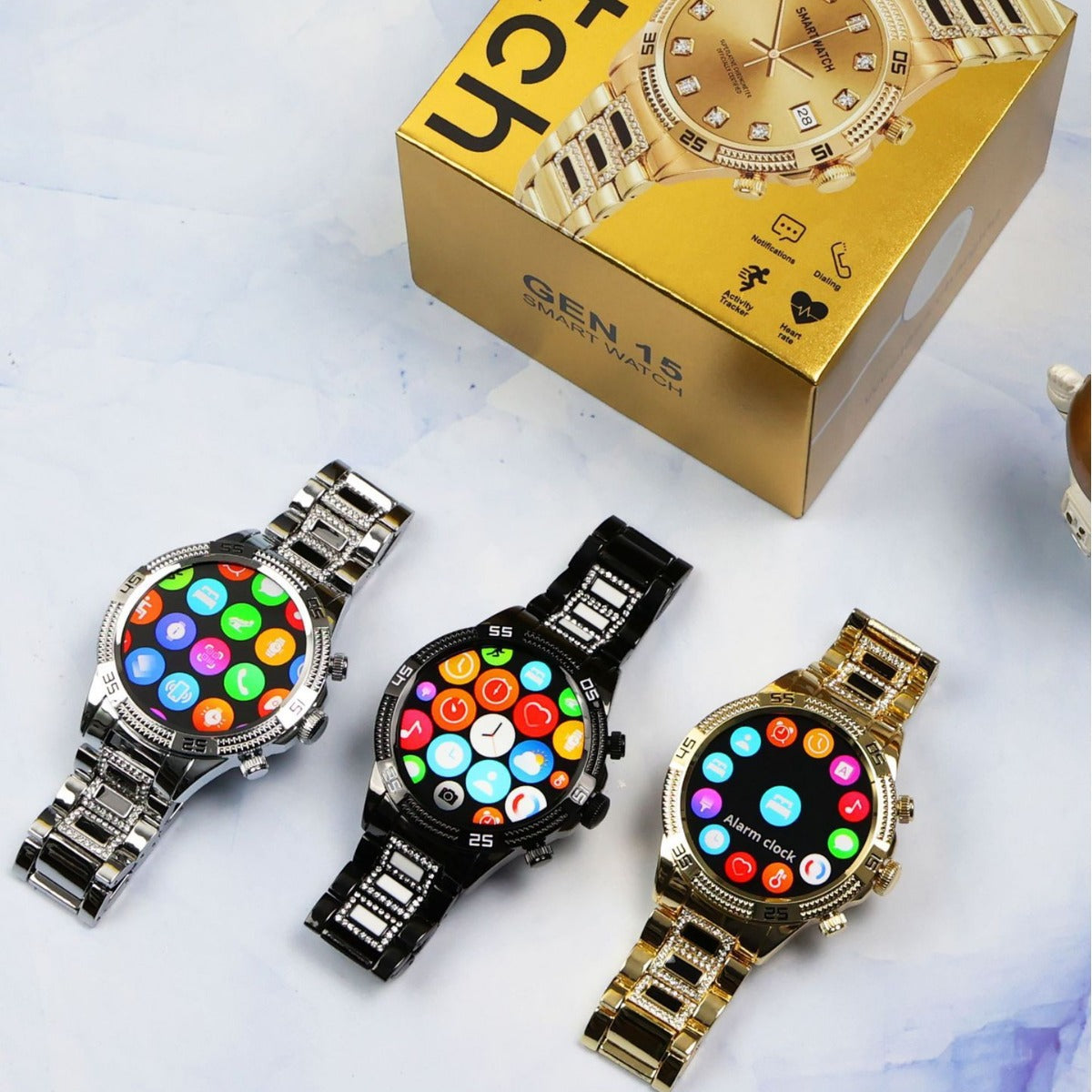 Bluetooth appelant Niche montre pleine diamant petite or