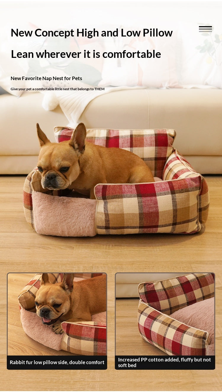 Lit pour animaux de compagnie lavable en toute saison Retro Plaid