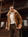 Manteau d'hiver pour hommes à la frontière Veste en cuir composite de grande taille