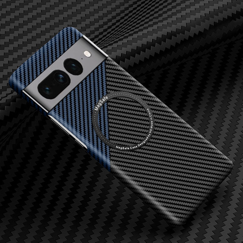 Boîtier de téléphone magnétique sans fil chargeur PC Carbon Fibre Pattern