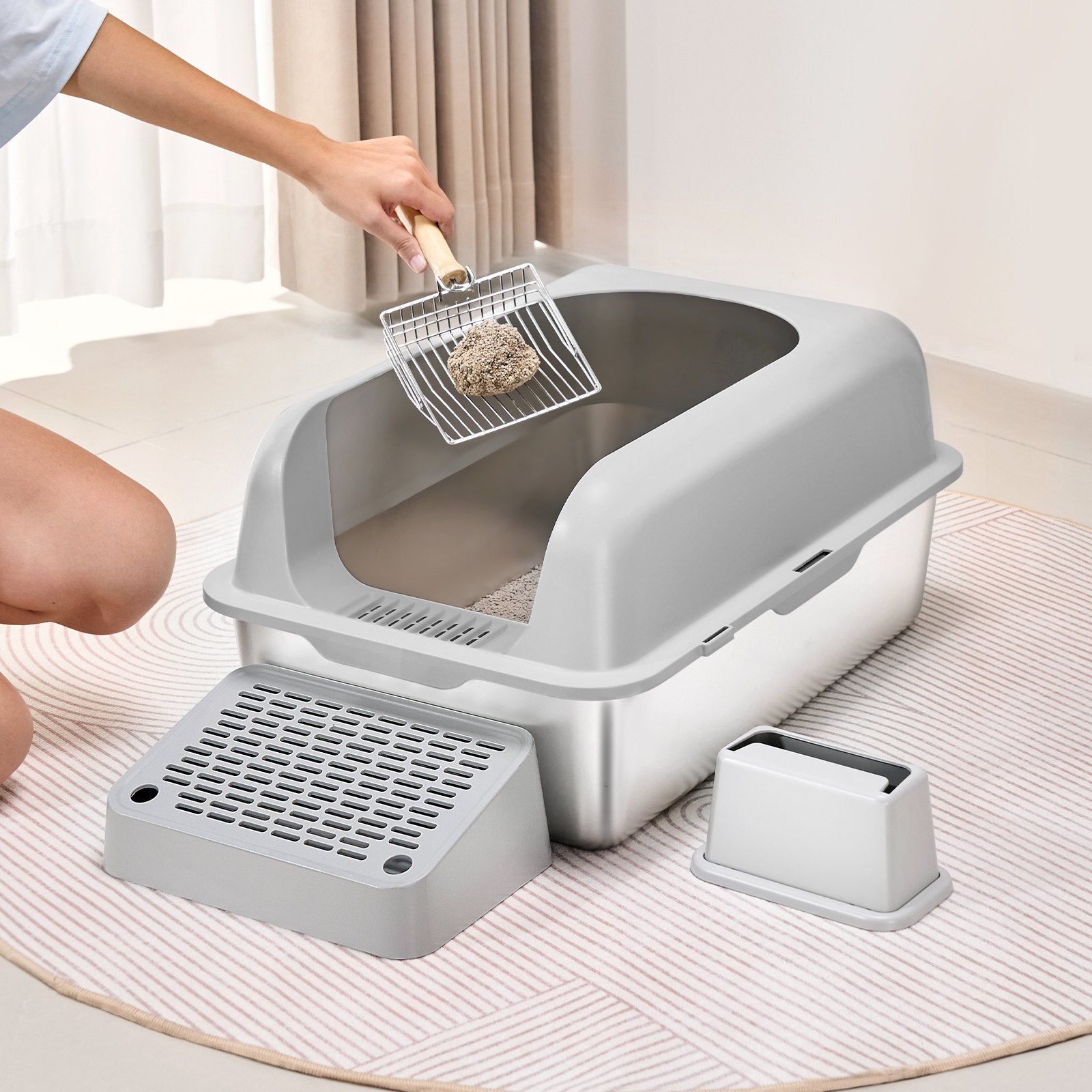 VEVOR 6 Boîte à litière pour chat profond Boîte à litière sans or avec panneau filtrant